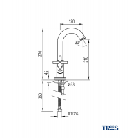 MEDIDAS BIMANDO LAVABO BIMAX-TRES TRES GRIFERIA